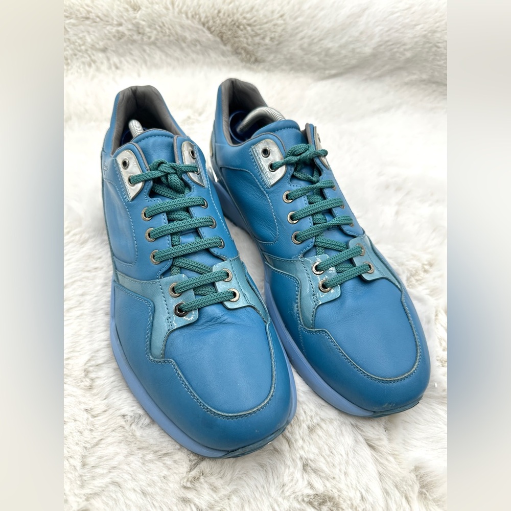 Salvatore Ferragamo men’s sneakers blue leather‎ 10.5 D